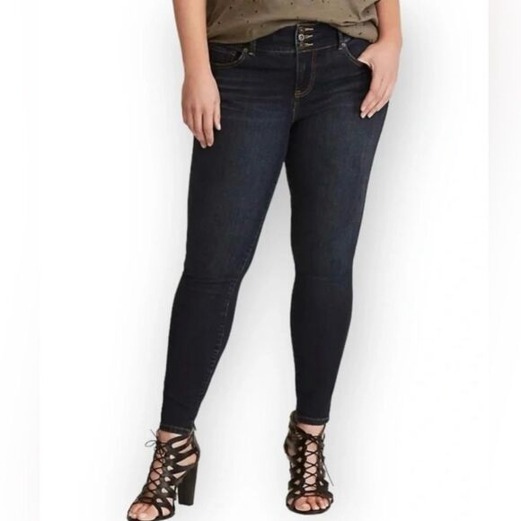 TORRID Super Soft Stretch Jegging Dark Wash Size 14T 14 Tall 3-button High-Rise - Picture 1 of 9